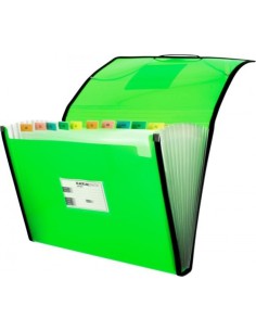 Carpeta fuelle fº verde polipropileno 13 departamentos con ribete